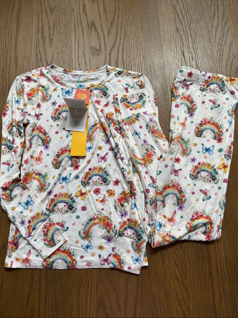 NWT Posh Peanut Butterfly and Rainbows 2-Piece Pajamas 10Y-12Y
